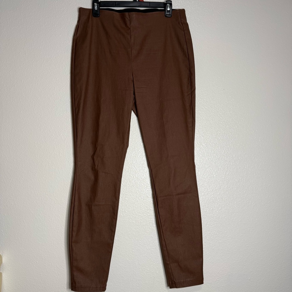 WHBM Brown Faux Leather Slip On Pants (Box G)